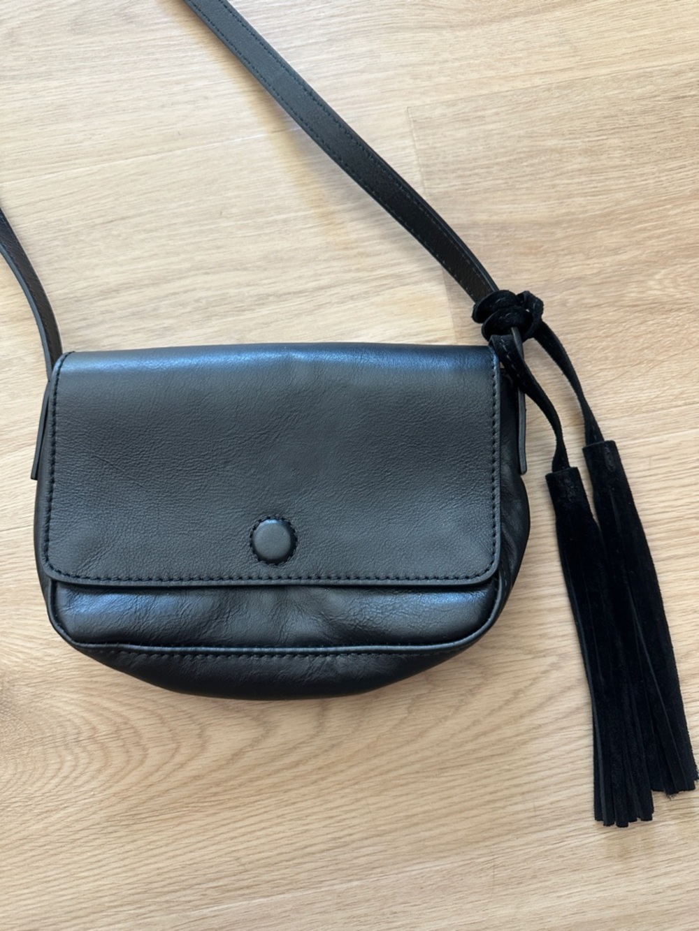 Coach and Four Black Leather Crossbody with Tassel - Picture 2 of 7